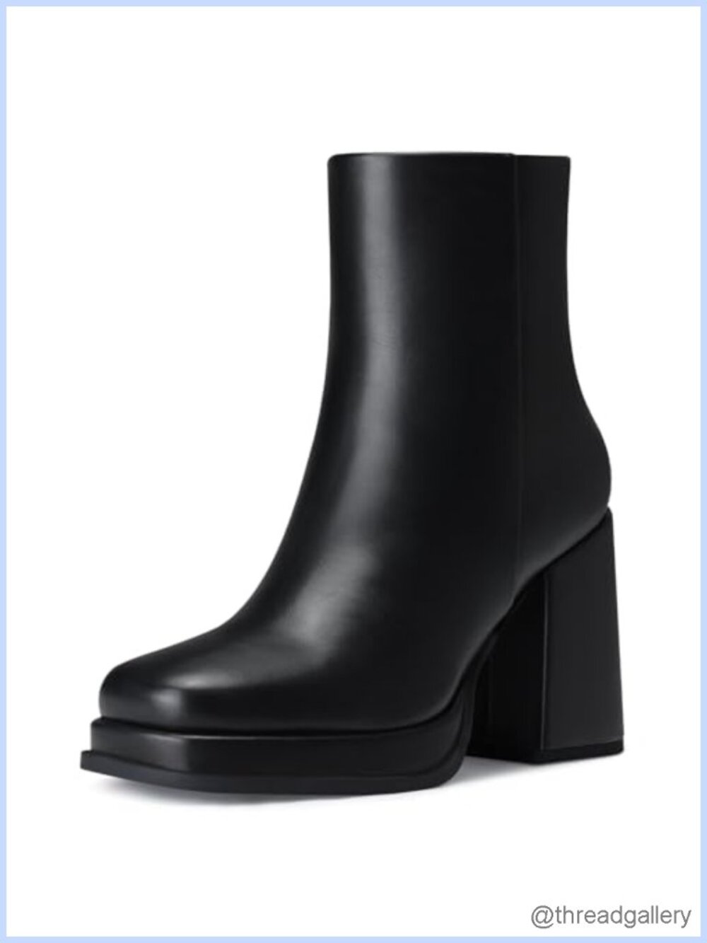 Women's Platform Ankle Boots Chunky High Heel PU Leather Zip Booties